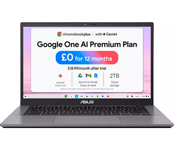ASUS CX34 14" Chromebook Plus - Intel® Core™ i3, 256 GB UFS, Grey